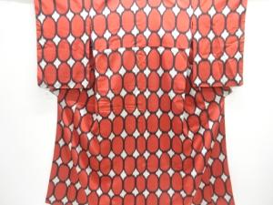 大正ロマン　亀甲模様織り出しお召着物